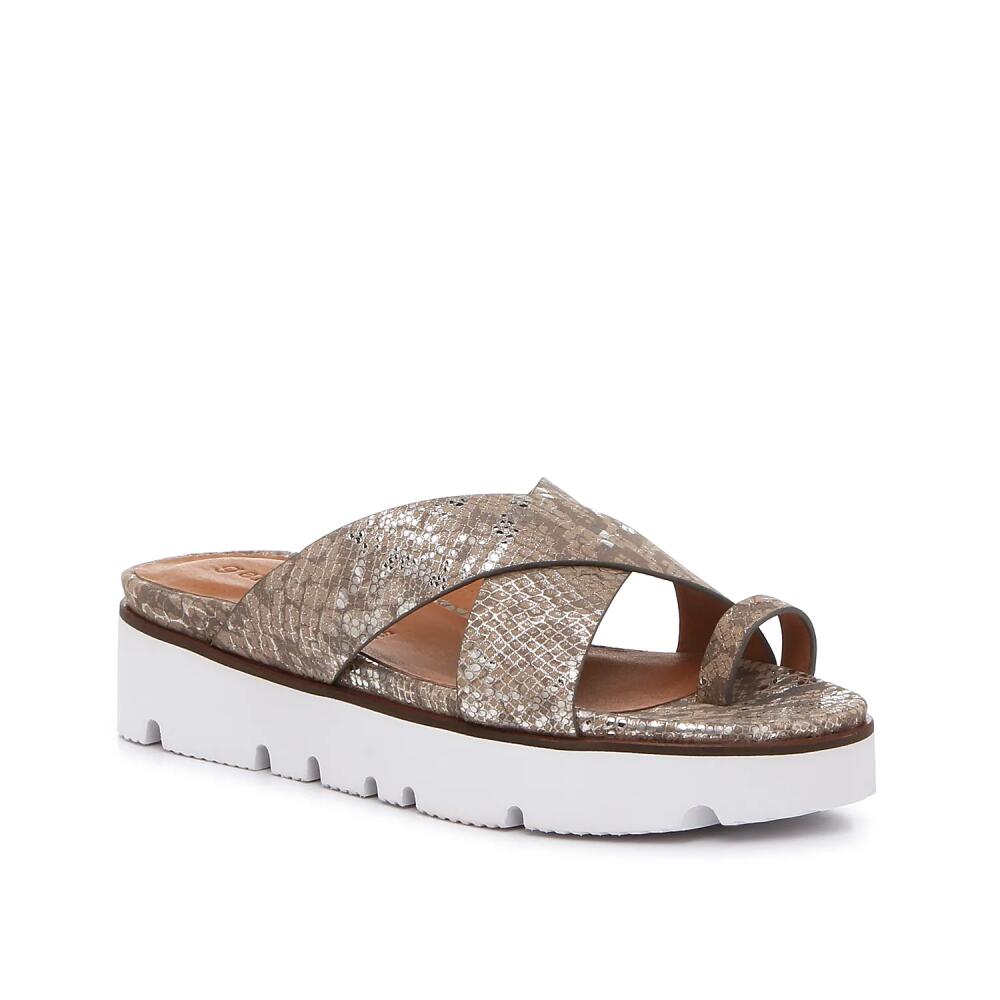 Gentle Souls Lilly Platform Sandal | Women's | Taupe/Silver Metallic Snake Print Cover