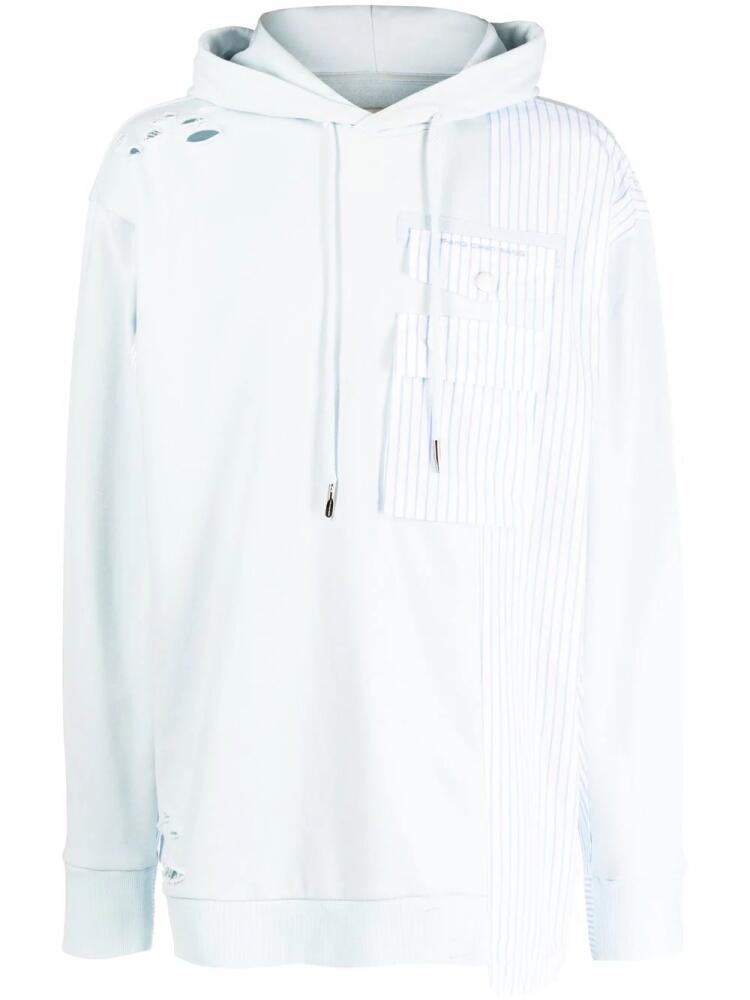 Feng Chen Wang striped-patchwork drawstring hoodie - Blue Cover