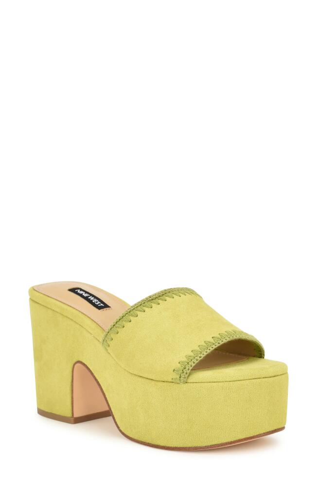 Nine West Yickie Platform Slide Sandal in Medium Green Cover