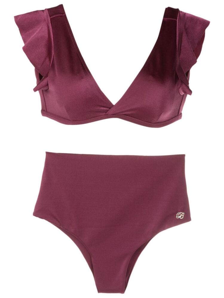 Brigitte V-neck high-waisted bikini - Purple Cover