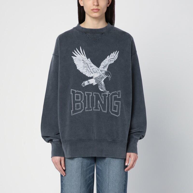 ANINE BING Washed black crew-neck sweatshirt Cover