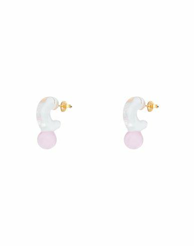 Levens Jewels Drop Mini Hoops Woman Earrings Light pink Borosilicate glass, Brass Cover