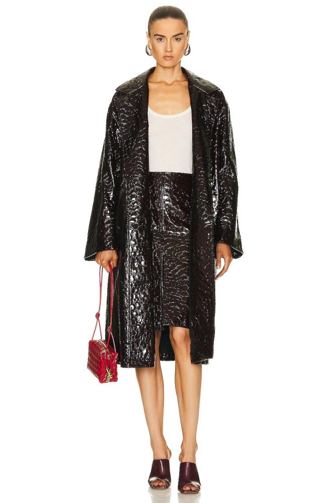 Bottega Veneta Croc Embossed Coat in Burgundy Cover