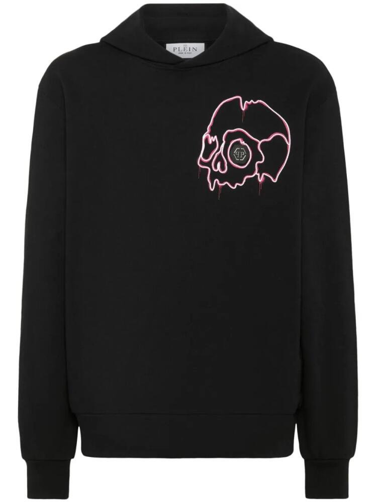 Philipp Plein Dripping Skull-print cotton hoodie - Black Cover