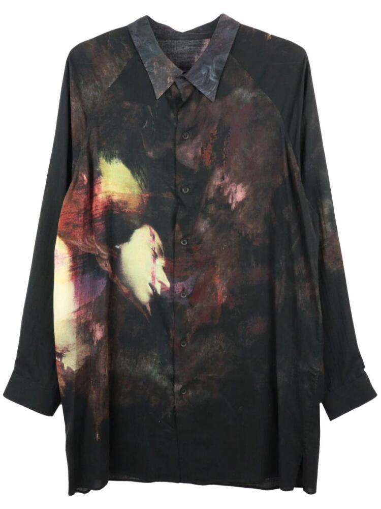 Yohji Yamamoto abstract-print long-sleeved shirt - Black Cover