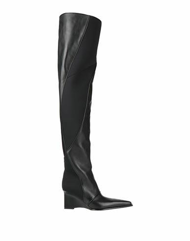 Trussardi Woman Boot Black Soft Leather, Textile fibers Cover