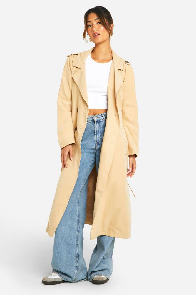 boohoo Womens Belted Trench Coat - Beige Cover