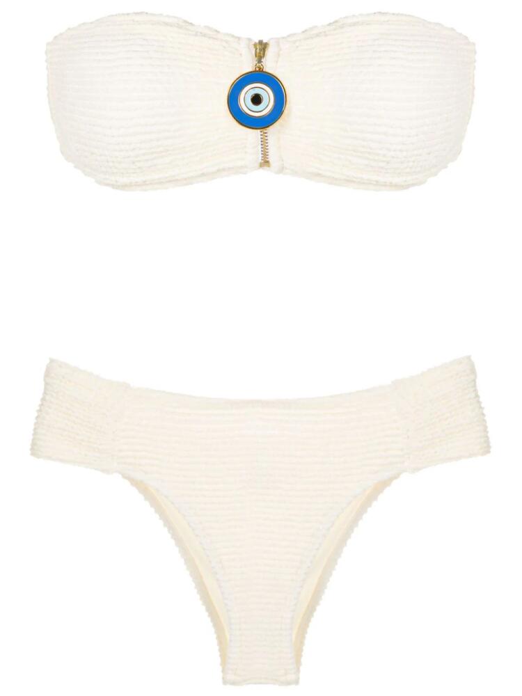 Brigitte evil-eye strapless bikini - White Cover