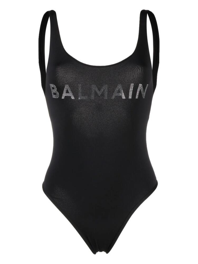 Balmain stud-logo U-neck swimsuit - Black Cover