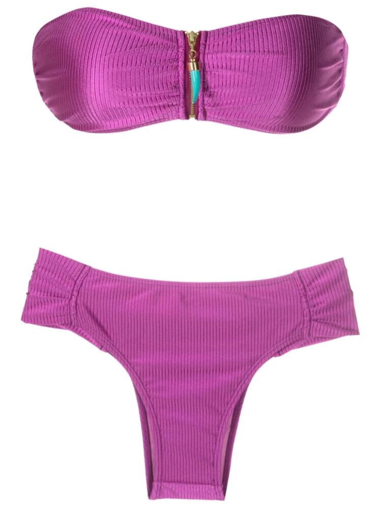 Brigitte ribbed strapless bikini - Purple Cover