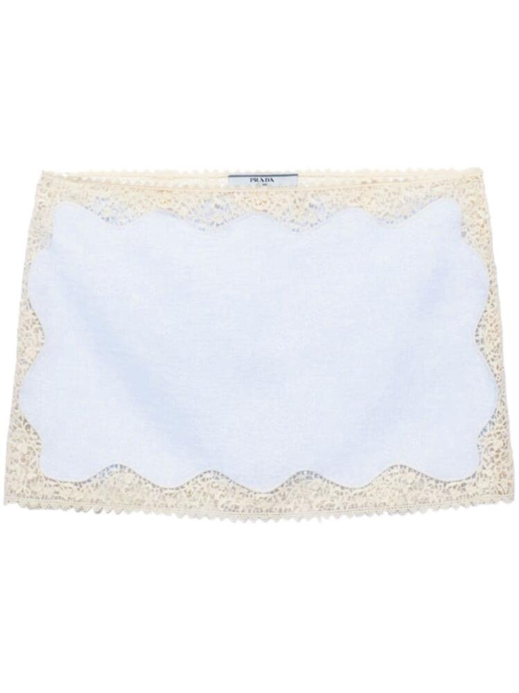 Prada lace-trim linen mini skirt - Blue Cover