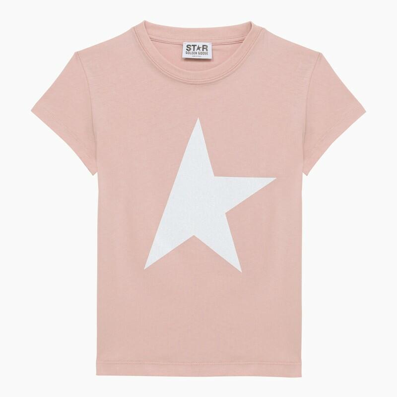 Golden Goose Pink cotton T-shirt with logo print Cover