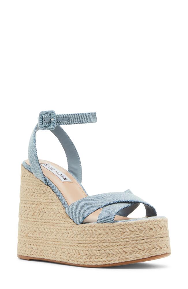 Steve Madden Lulah Platform Wedge Sandal in Denim Fabric Cover