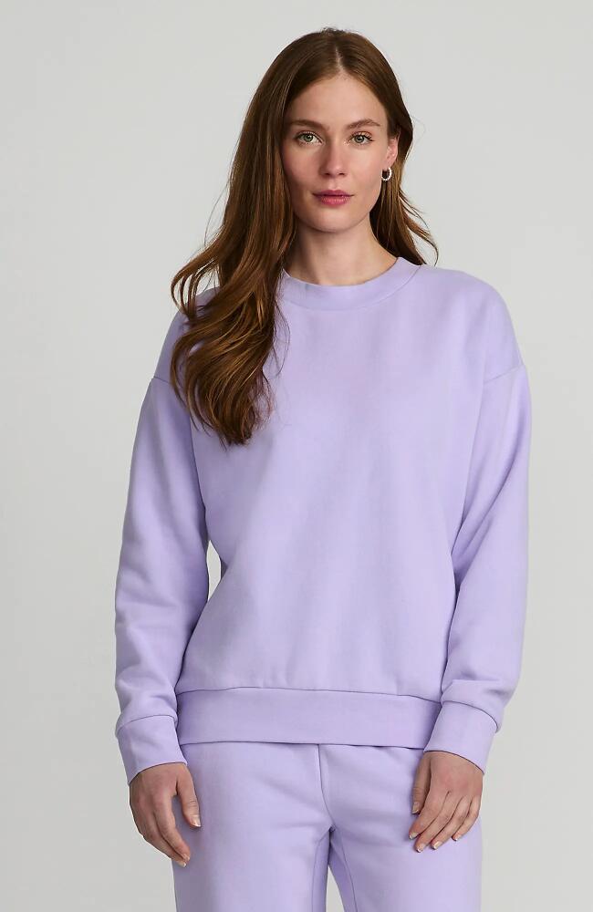 Lands' End Serious Sweats Relaxed Long Sleeve Crew Neck Sweatshirt in Lavender Cloud Cover