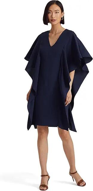 Lauren Ralph Lauren Georgette Caftan Cocktail Dress (French Navy) Women's Dress Cover