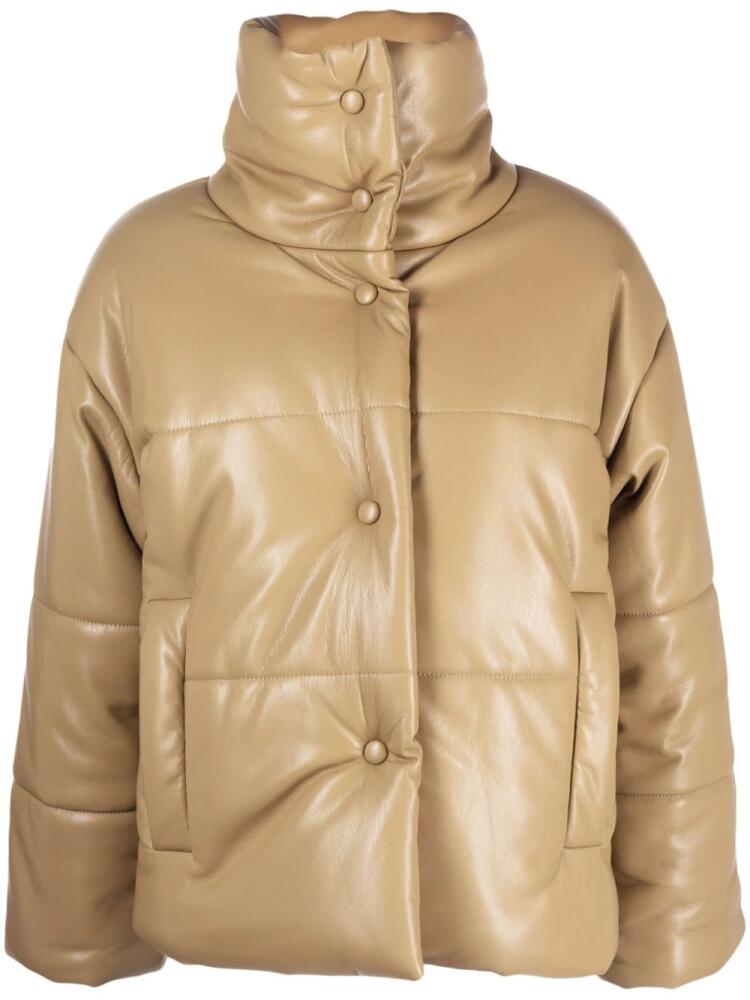 Nanushka faux-leather puffer jacket - Neutrals Cover