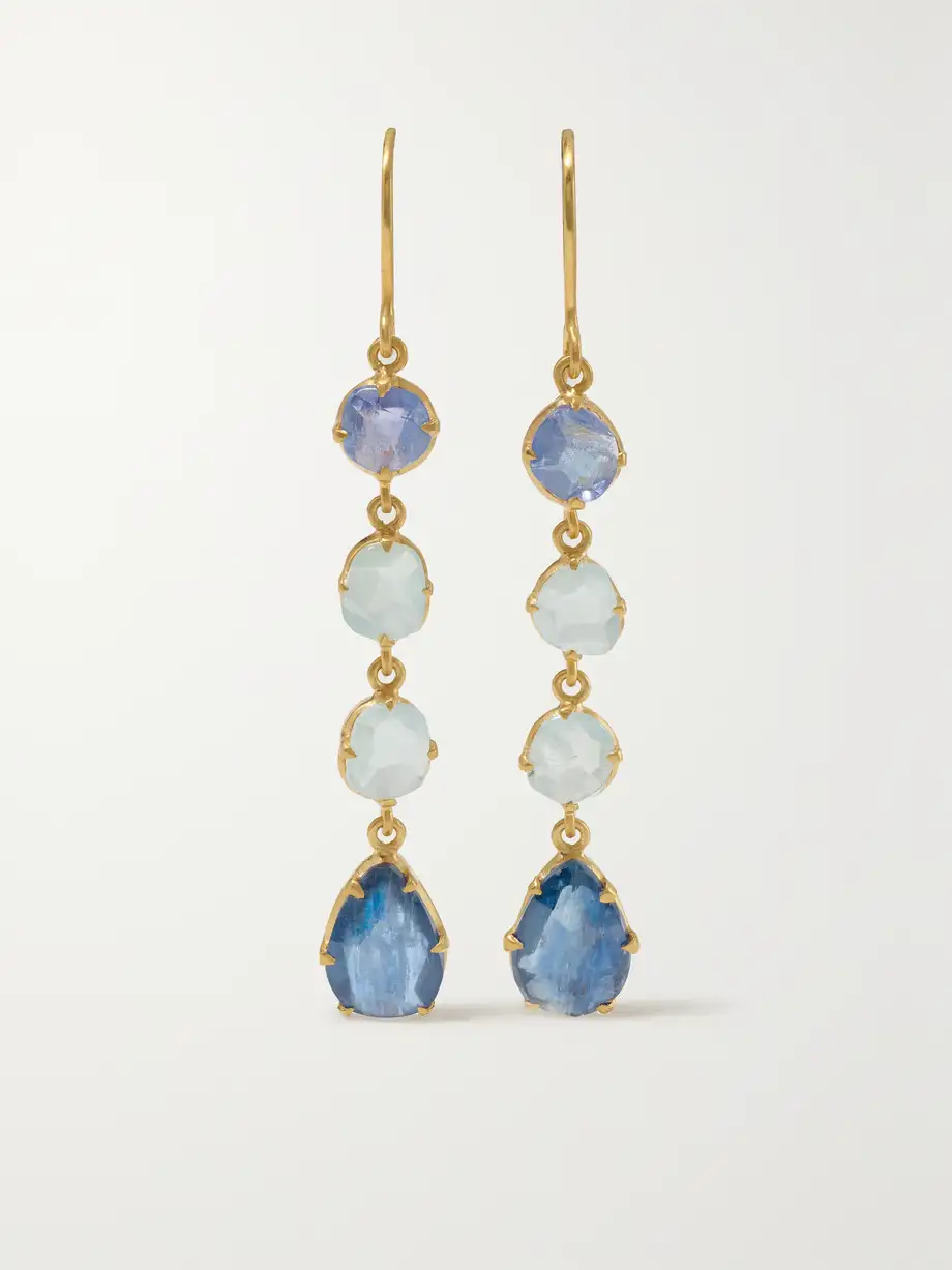 Pippa Small - Light And Space 18-karat Gold Multi-stone Earrings - Blue Cover