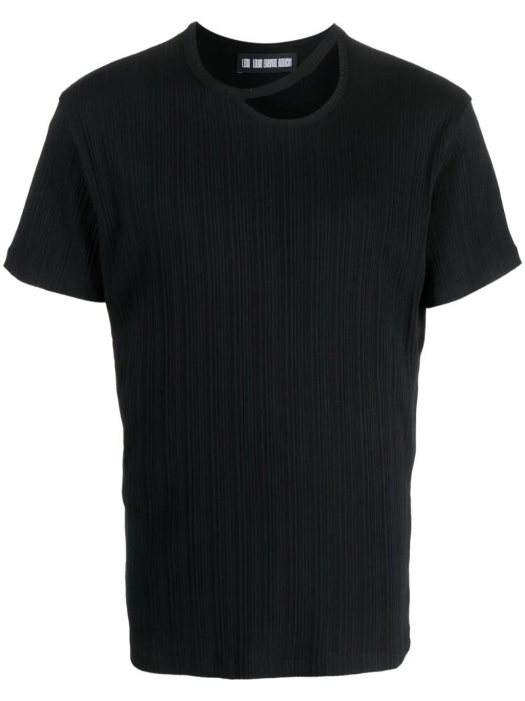 LGN LOUIS GABRIEL NOUCHI cut-out plissé cotton T-shirt - Black Cover