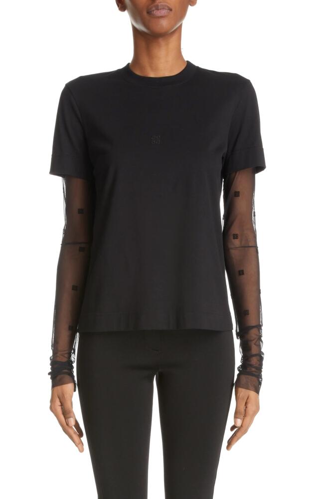 Givenchy 4G Tulle Sleeve Cotton T-Shirt in Black Cover