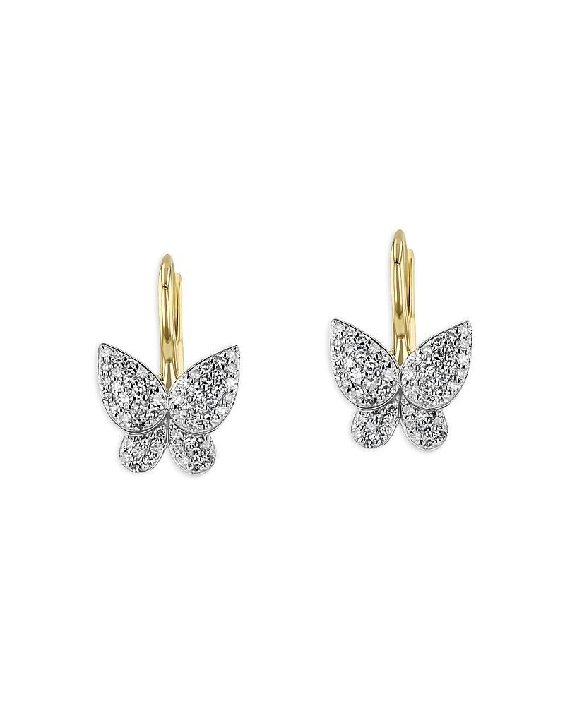 Phillips House Rhodium & 14K Yellow Gold Diamond Petite Butterfly Leverback Earrings Cover