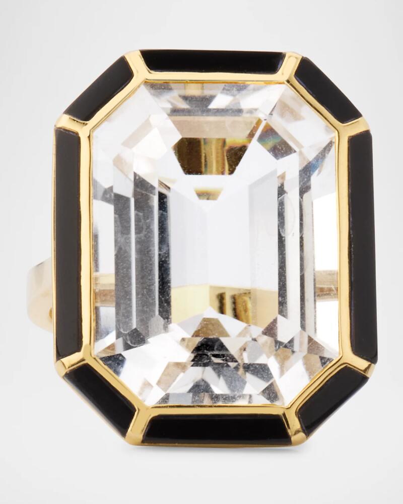 Goshwara 18K Yellow Gold Emerald-Cut Rock Crystal and Onyx Statement Ring Cover