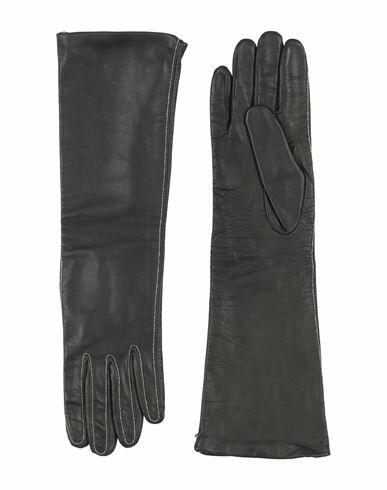 Fabiana Filippi Woman Gloves Dark green Leather, Ecobrass Cover