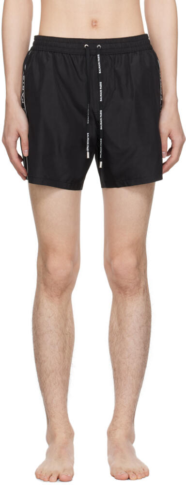 Balmain Black Printed Swim Shorts Cover