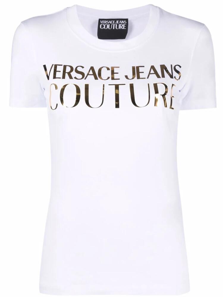 Versace Jeans Couture logo-print metallic T-shirt - White Cover