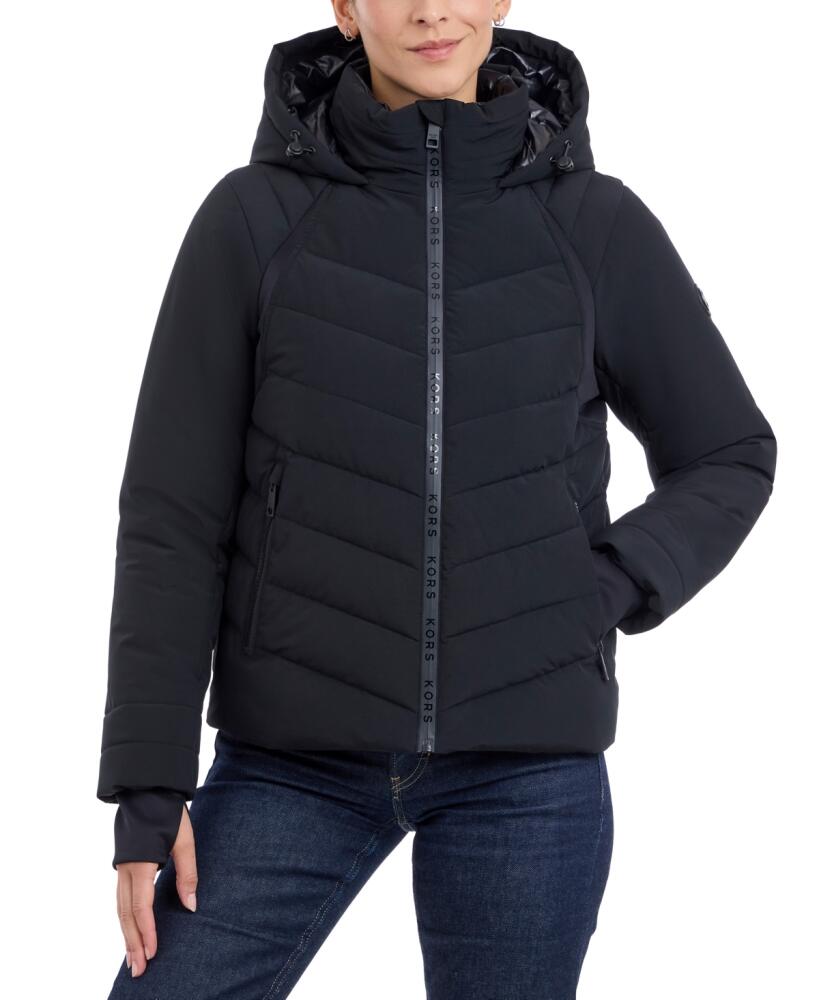 Michael Michael Kors Women's Logo Hooded Puffer Coat - Black Cover