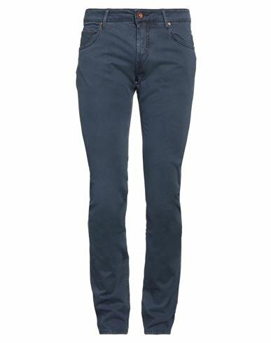 Hand Picked Man Pants Navy blue Cotton, Elastane Cover