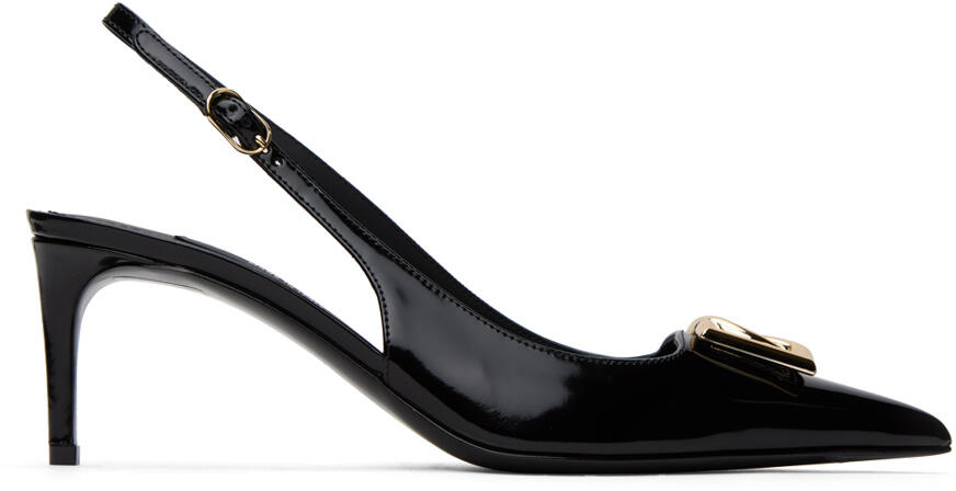 Dolce&Gabbana Black Polished Calfskin Slingback Heels Cover