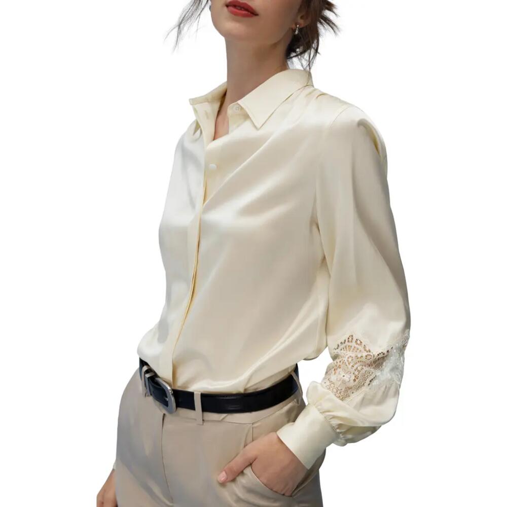 Lilysilk The Armeria Lace Silk Blouse in Lily White Cover