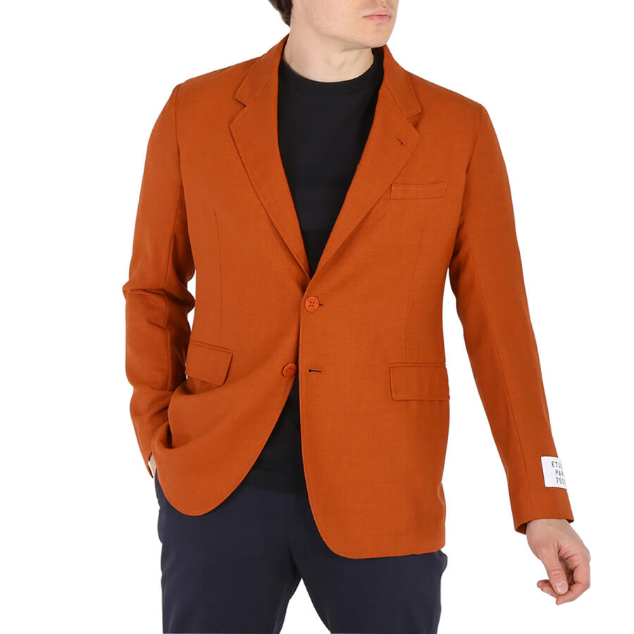 Etudes Mens Wool Rust Plane Single Breasted Blazer Cover