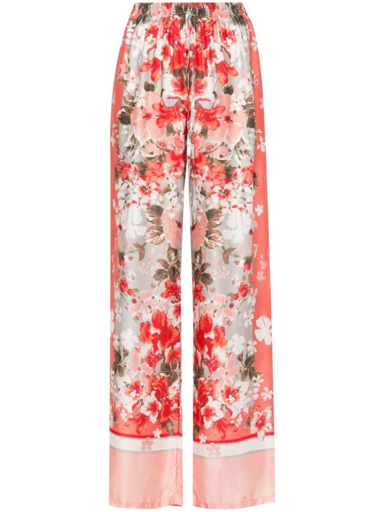 ERMANNO FIRENZE floral-print wide-leg trousers - Pink Cover