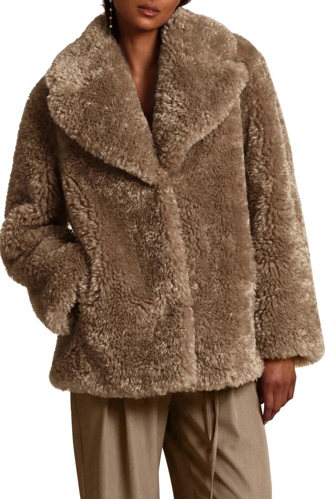 Avec Les Filles Notched Collar Faux Fur Coat in Beige Cover