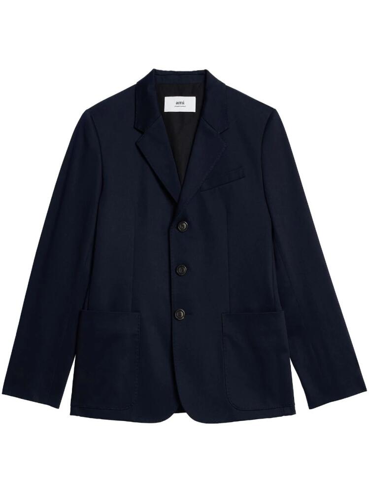 AMI Paris single-breasted cotton blazer - Blue Cover