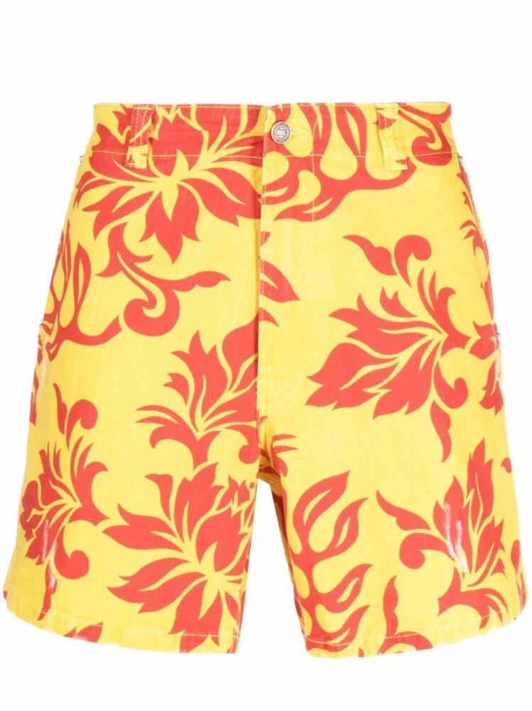 ERL graphic-print knee-length shorts - Yellow Cover