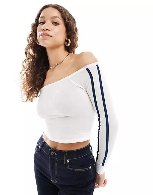 Motel gavya stripe sleeve off the shoulder top in white Cover