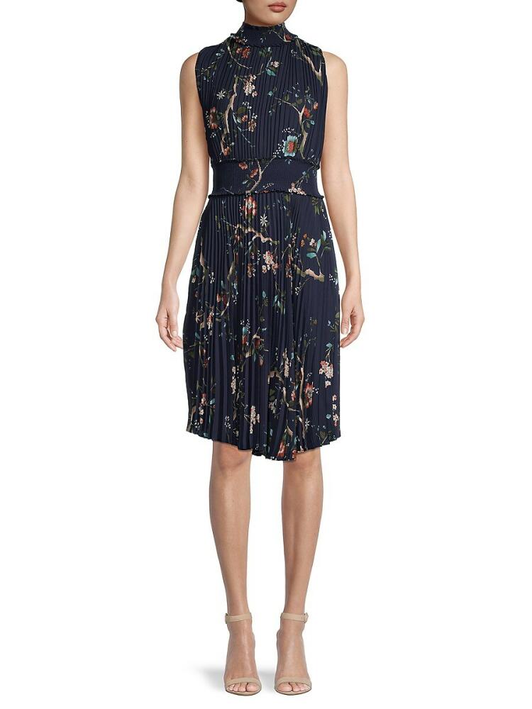 NANETTE nanette lepore Women's Sleeveless Pleated Midi Dress - Navy Cover