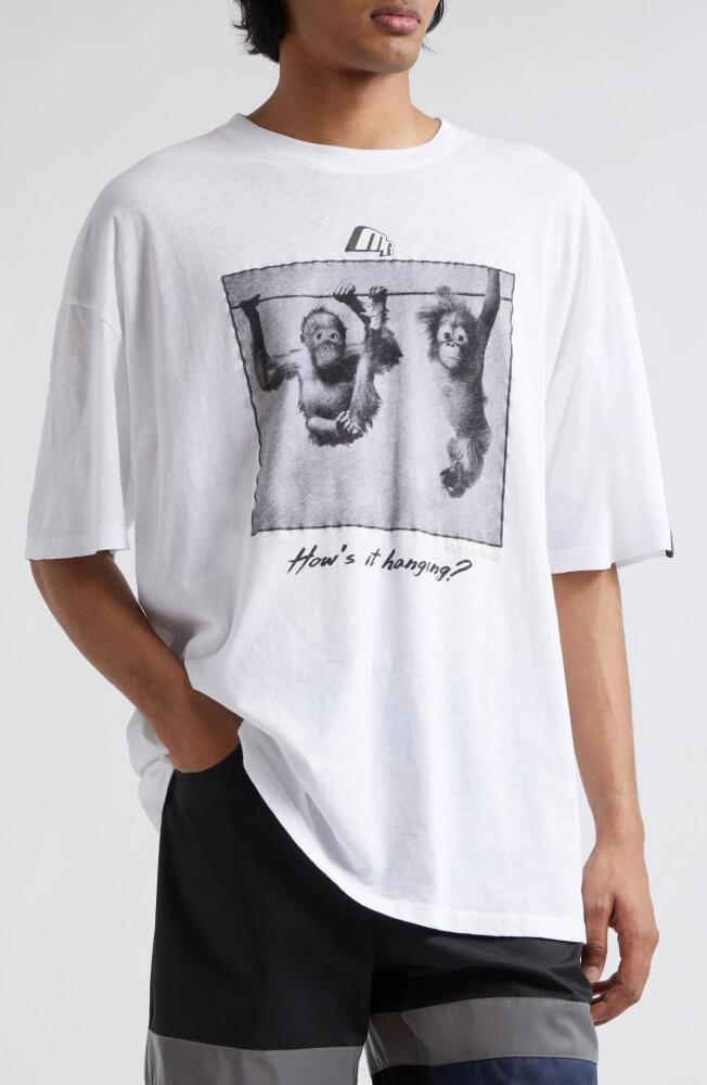 Martine Rose Oversize Graphic T-Shirt in White/Hanging Cover