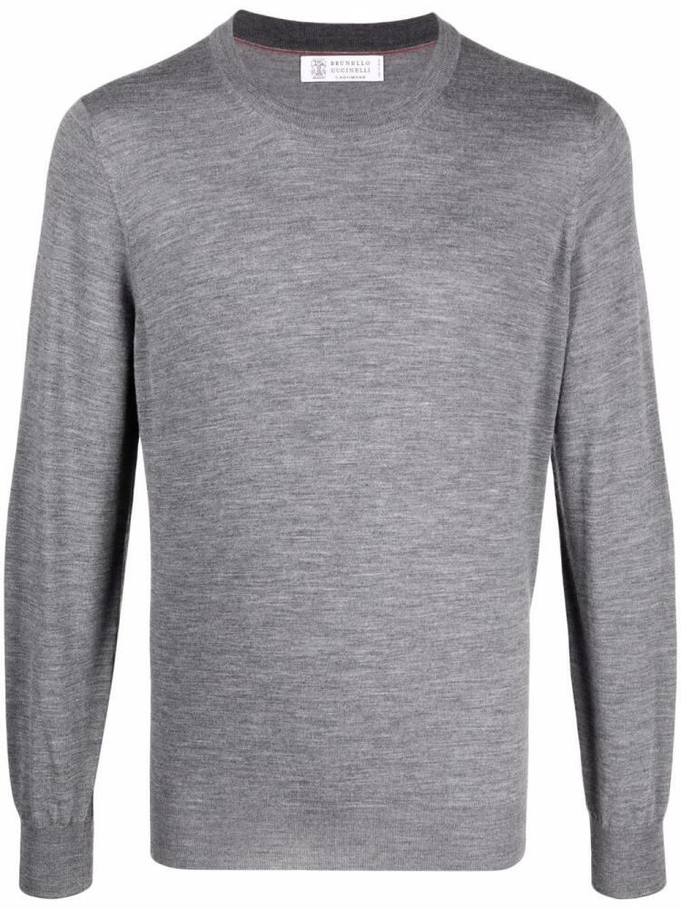 Brunello Cucinelli crewneck cashmere-wool jumper - Grey Cover