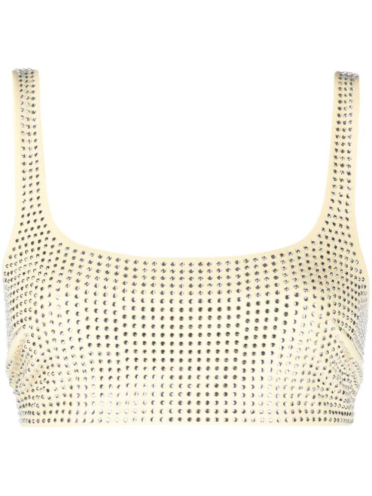 Patrizia Pepe crystal embellished crop tank top - Yellow Cover