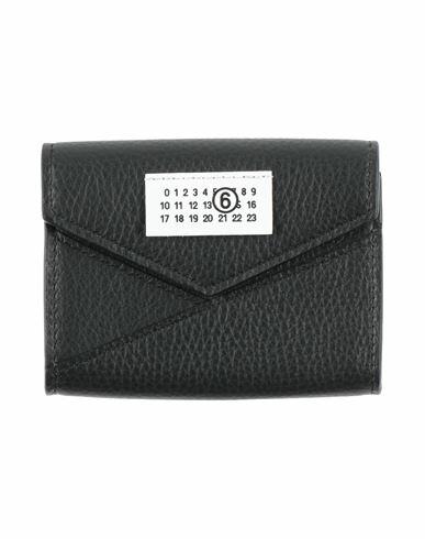 Mm6 Maison Margiela Woman Wallet Black Cow leather Cover