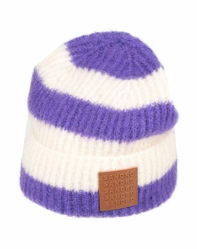 Sandro Woman Hat Purple Mohair wool, Polyamide, Elastane Cover