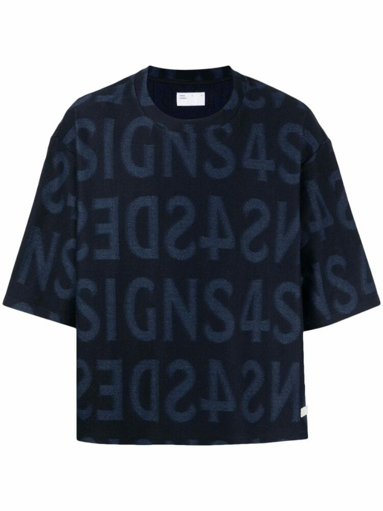 4SDESIGNS logo-print cotton T-shirt - Blue Cover