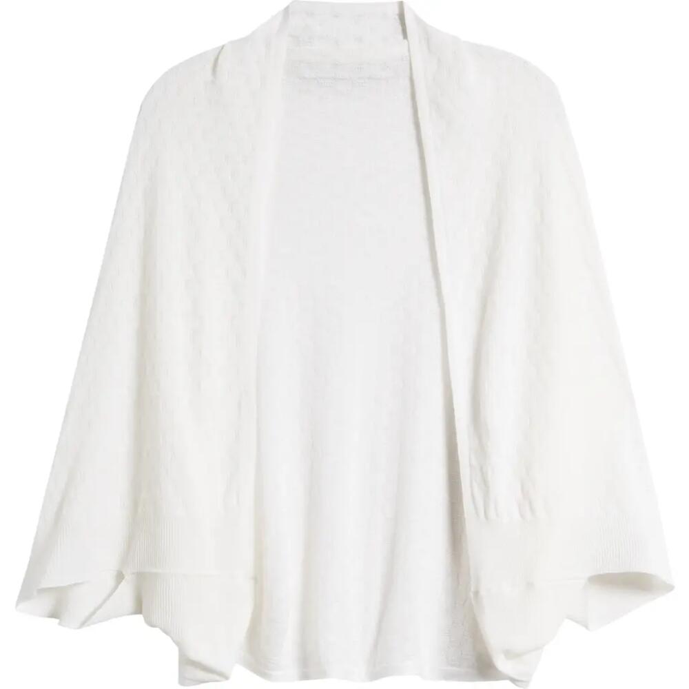 La Fiorentina Cocoon Honeycomb Stitch Batwing Sleeve Ruana in White Cover