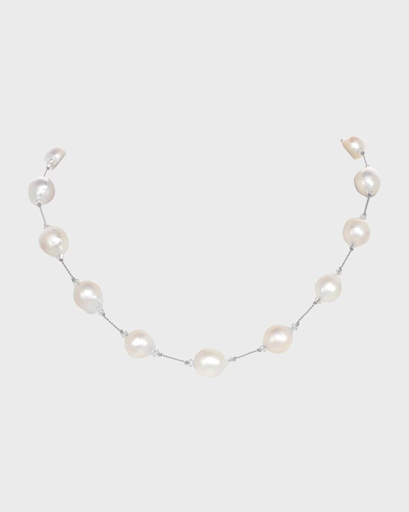 Margo Morrison Small Multicolor Baroque Pearl Necklace with Crystal, Sterling Silver Clasp Cover