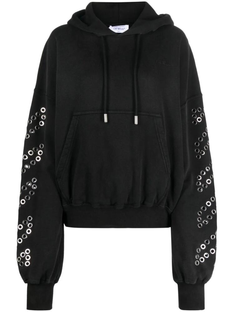 Off-White Diag-eyelet cotton hoodie - Black Cover