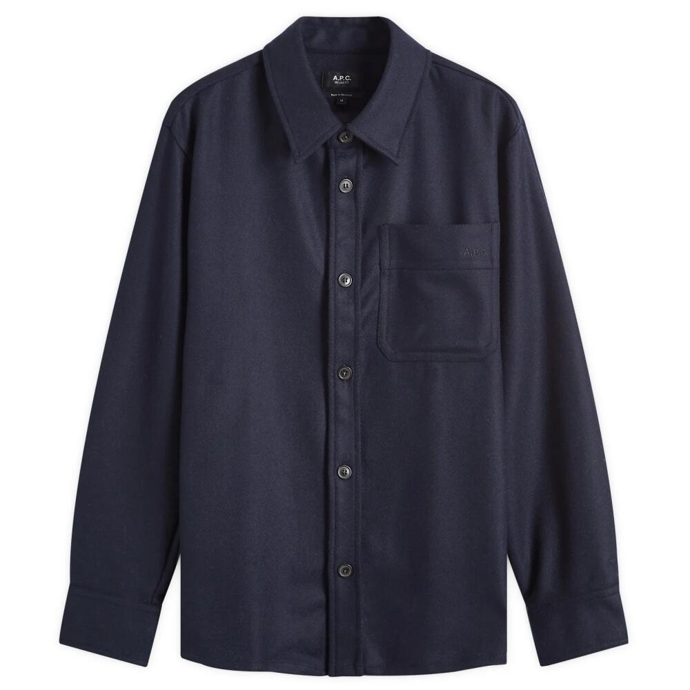 A.P.C. Men's Basile Wool Overshirt in Dark Navy Cover