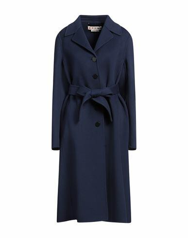 Marni Woman Coat Navy blue Virgin Wool, Cashmere, Polyamide Cover